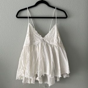 Free People White Flowy Tank